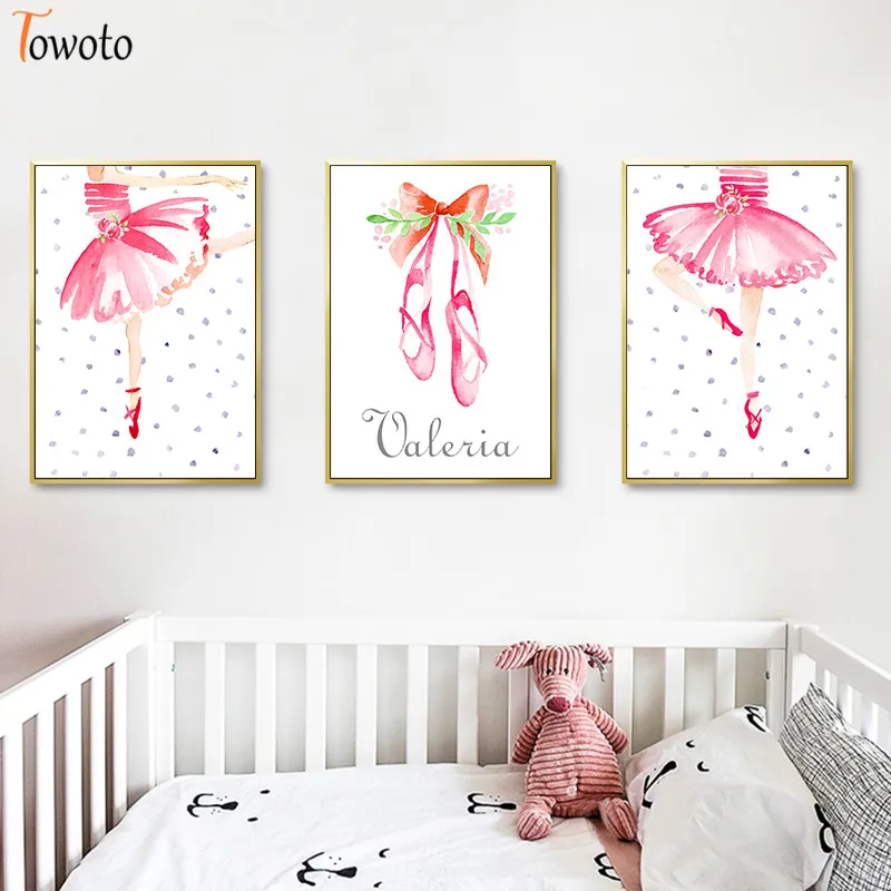Настенная картина розового цвета для детской комнаты балетное платье обувь
