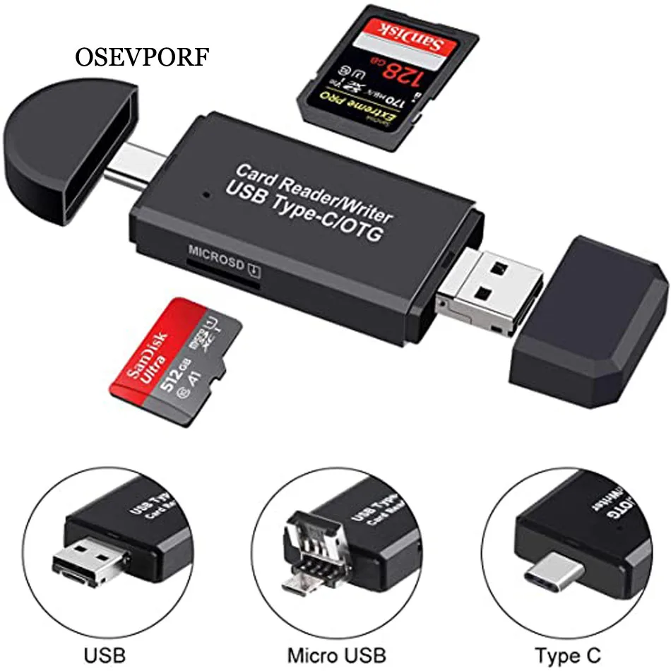 

Устройство для чтения SD-карт, USB 2,0 OTG, Micro USB Type C