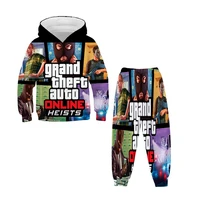 popular game grand theft auto gta v 5 clothing set childrens hoodie pants set spring sports casual clothing for boy and girls