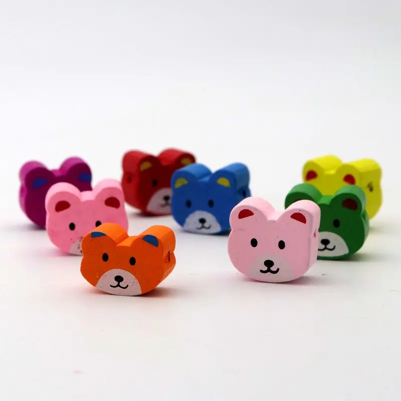 40Pcs Cute Mixed Dog Heads Natural Wooden beads For Jewelry Making Diy Accessories Bracelet Necklace Wholesale Supply