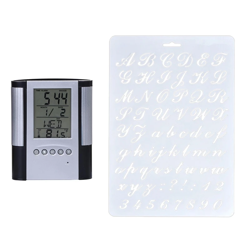 LCD настольная подставка для ручек карандаш контейнер с календарем Таймер