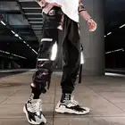 Брюки-султанки мужские в стиле хип-хоп, уличная одежда, черные штаны с эластичным поясом в стиле панк, с лентами, повседневные джоггеры, брюки в стиле хип-хоп, 2022