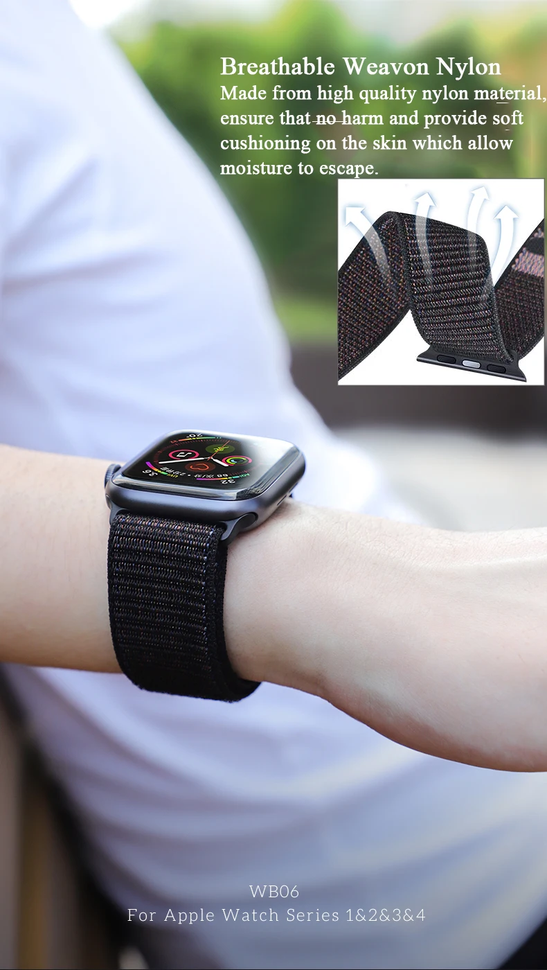 Hoco нейлоновый ремешок для Apple Watch, 4 ремешка, 44 мм, 42 мм, 40 мм, 38 мм, браслет Pulseira, аксессуары для часов, подходит для Apple Watch Series 5 Correas