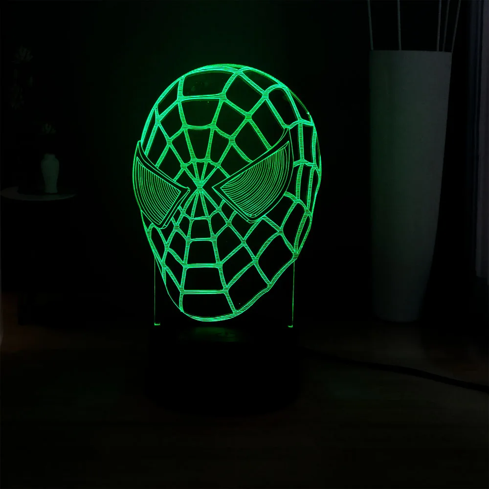 3D визуальная настольная лампа Marvel супергерой Человек-паук светодиодный ночник