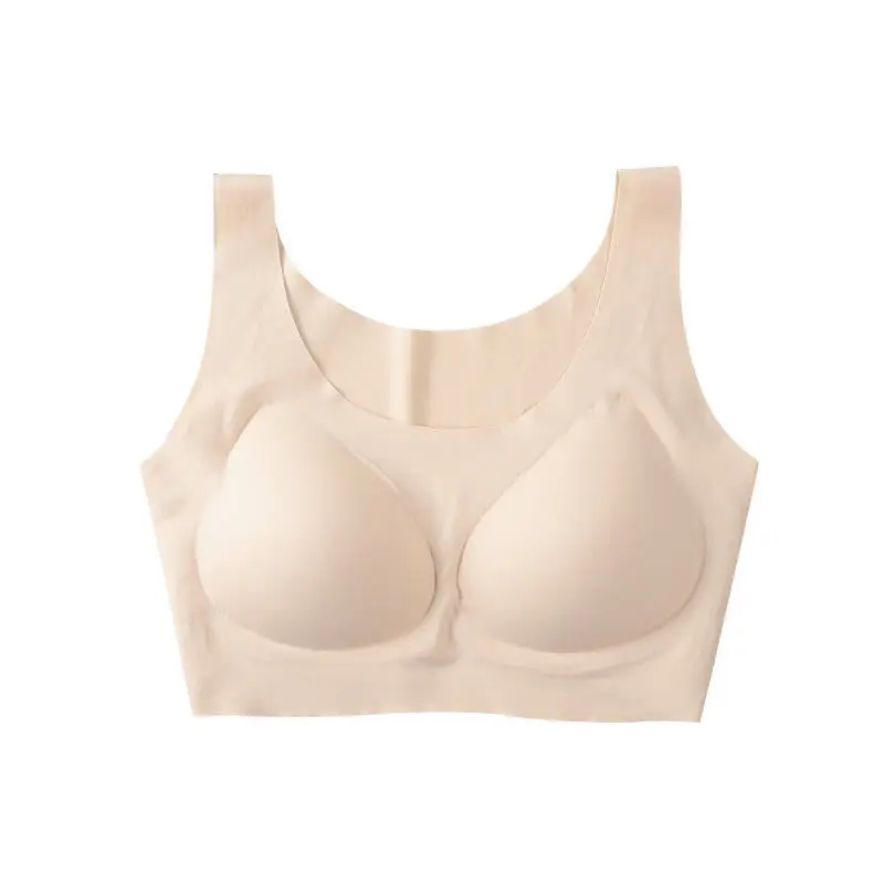 

Japanese vest latex bra traceless ice silk sleep underwear women