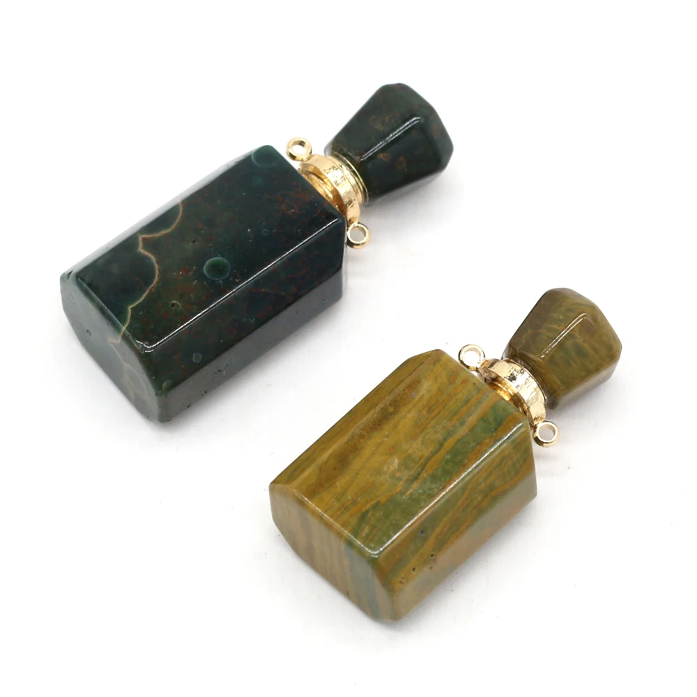 

2021 New Natural Stone Semi-precious Stone Perfume Bottle Tourmaline for Jewelry Making DIY Necklace Accessories Connector Gift