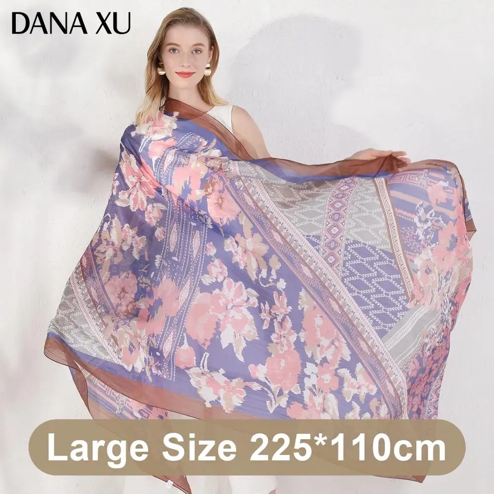 

2021 Silk Long Scarf Luxury Brand Women New Design Beach Blanket Shawl Wear Swimwear Bandana Hijab Face Shield Foulard