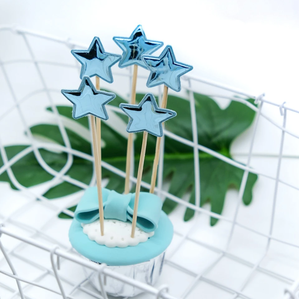 10pcs Blue star 10 шт. счастливые топперы для торта на день рождения оформление коктейлей Топпер выбор вечерние сувениры для DIY Baby Shower/день рождения поставки - Цвет: 10pcs Blue star