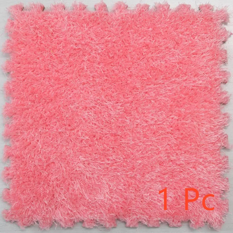 Pink 30x30 см EVA пена DIY коврик-пазл ворсинки с длинными волосами лохматый ковер коврик-пазл плюшевый теплый мягкий коврик для игр для детей - Цвет: Pink