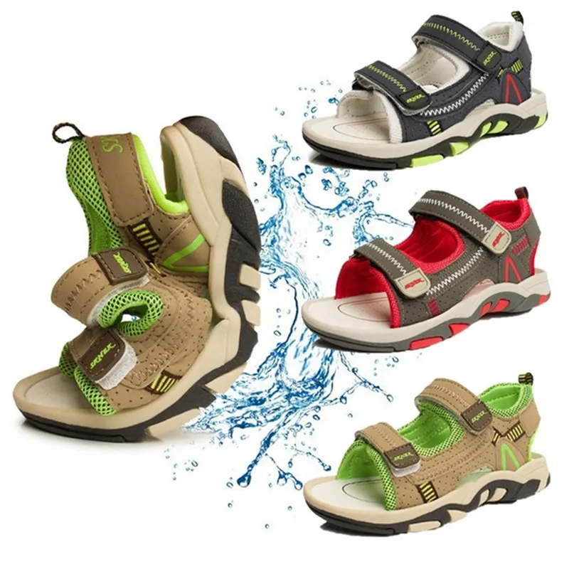 

Летняя Пляжная детская обувь, детские сандалии для мальчиков и девочек, дизайнерские сандалии для малышей 4 - 15 лет, красный, зеленый, синий