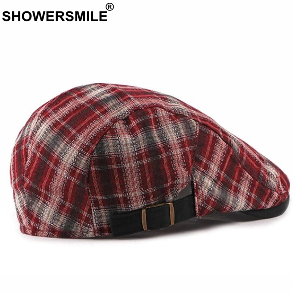Плоская кепка SHOWERSMILE для мужчин мужской берет в черную клетку искусственный