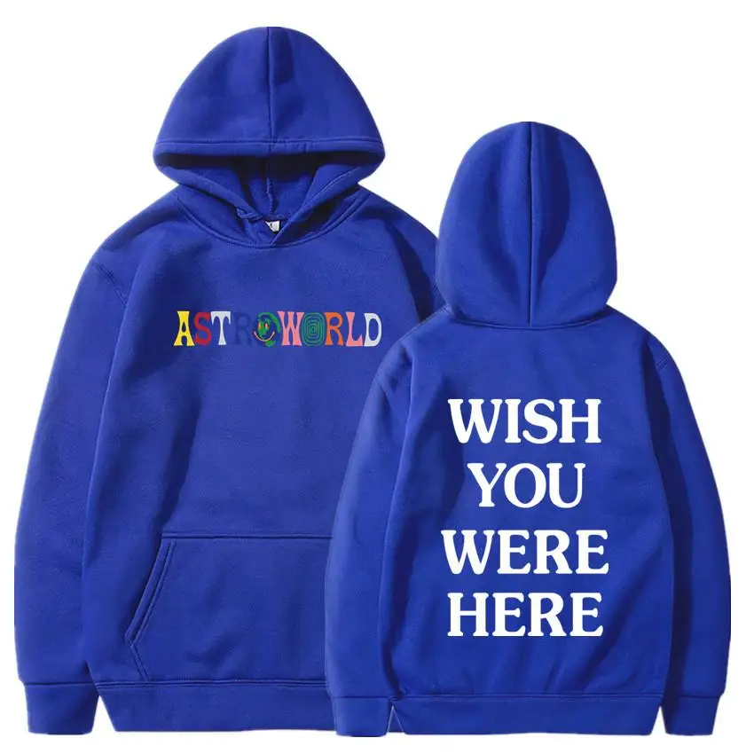 Трэвиса Скотта ASTROWORLD толстовки человек вышивка с печатными буквами Swag WISH YOU WERE HERE