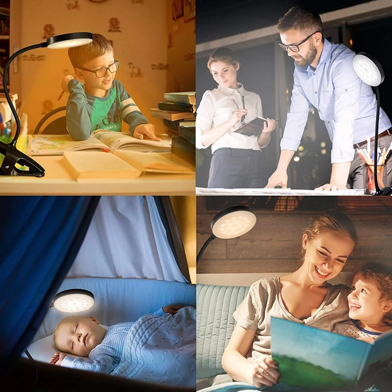 Reading Lamp Bed Clamp Light 36 LED USB Rechargeable Book with 5 Colour Temperature Touch-Control | Лампы и освещение