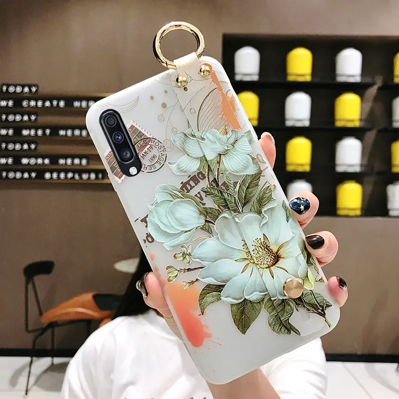 SoCouple держатель чехол для телефона для Samsung Galaxy S8 S9 S10 плюс A30 A40 A50 A60 A70 A10 A20 Note 8, 9, 10, мягкий ТПУ ремешок чехол - Цвет: SK3-15WDUPWhite
