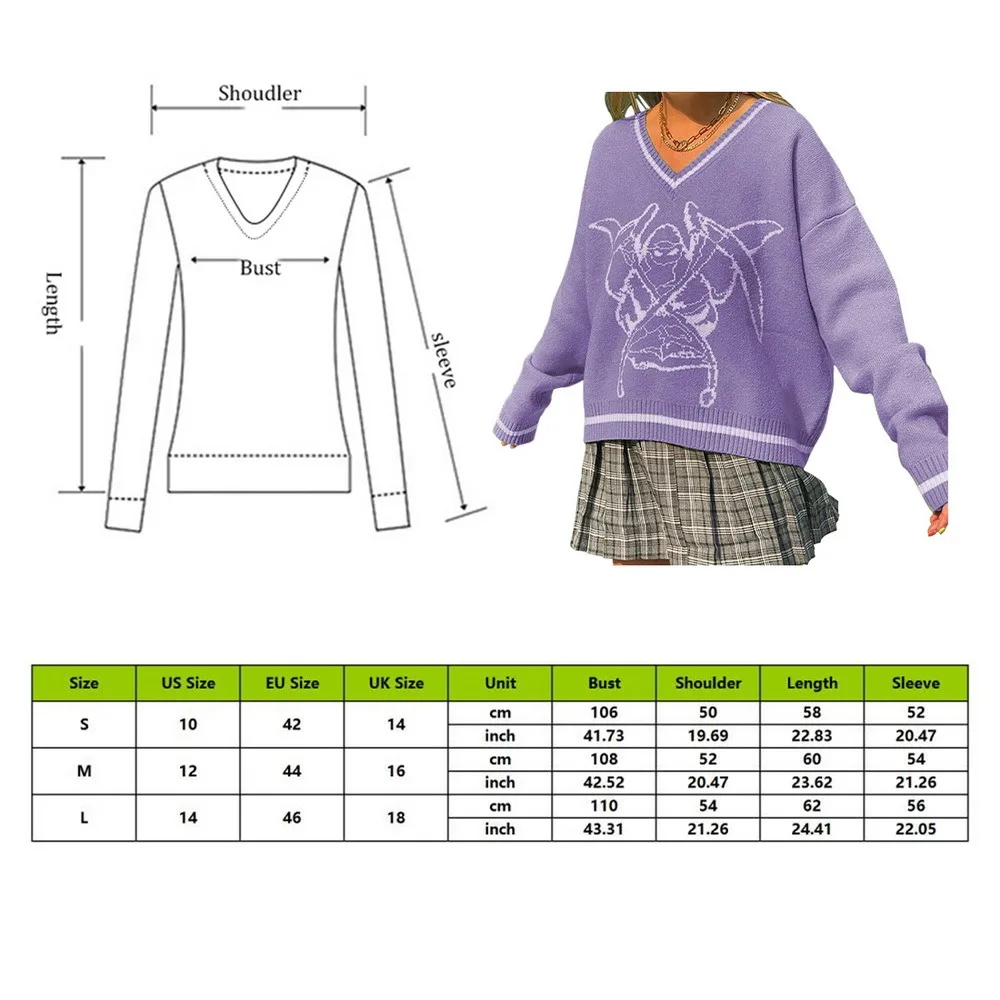 

Cartoon Pattern Sweaters Women Oversized Pullovers Y2k Harajuku Aesthetic Streetwear Jumper Korean Knitwear Autumn Preppy Style