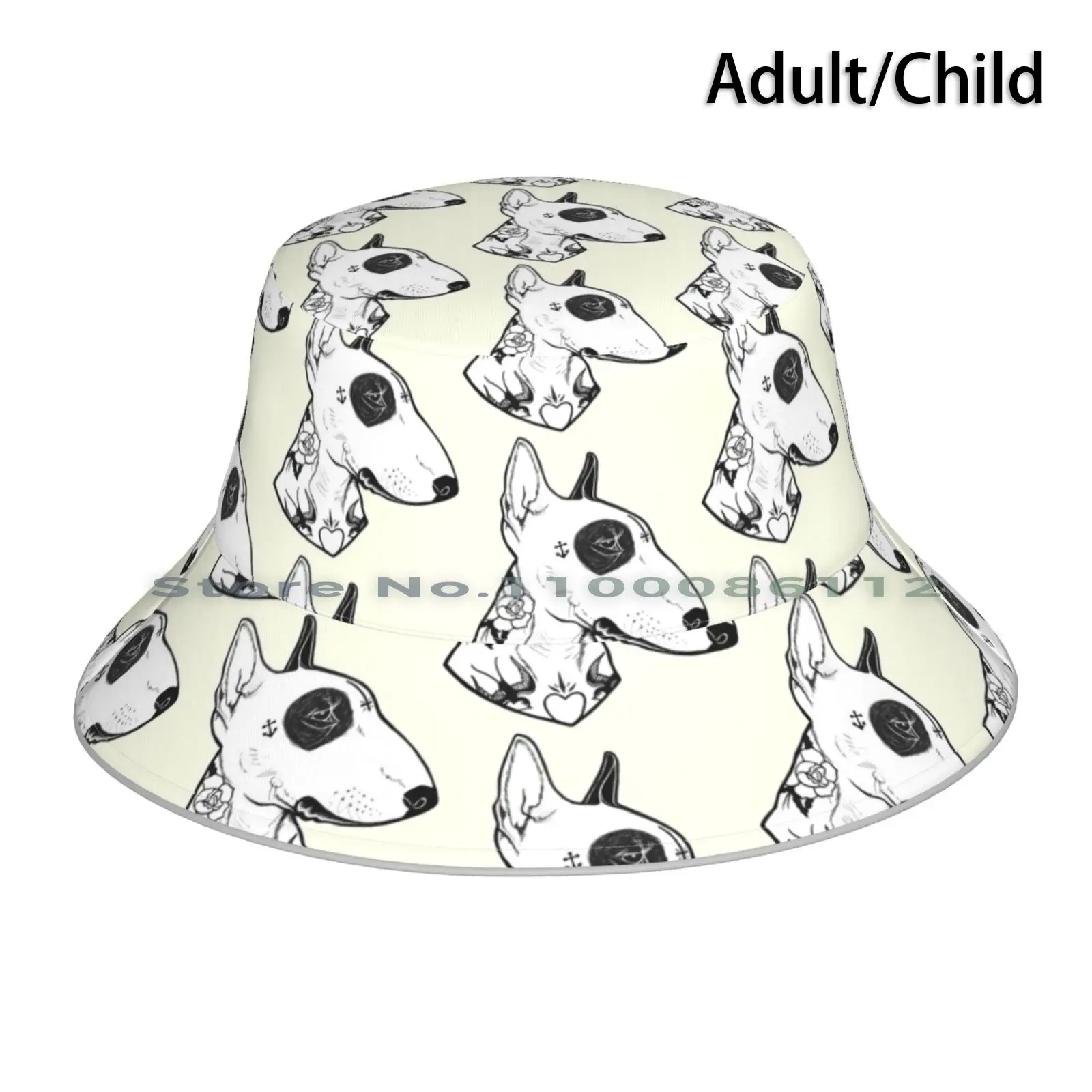 

Панама с татуировкой Бультерьера, шапка от солнца, с животными, собаками, бульлерами, татуировками, собаками, бультерьерами, матросским Джер...