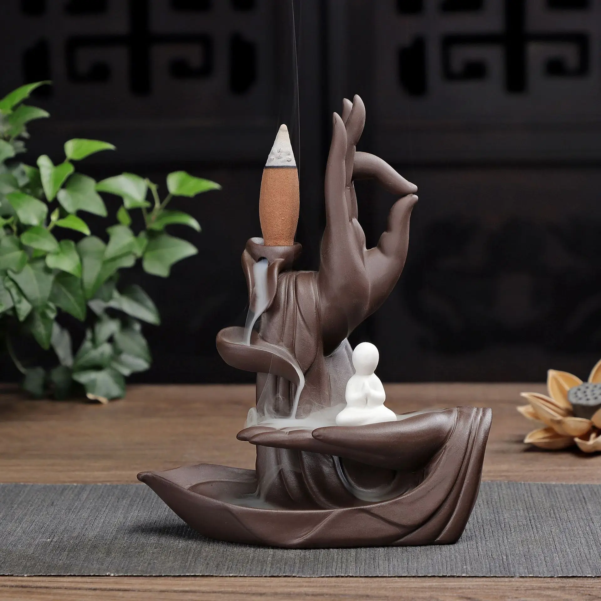 

Backflow Incense Burner with Flowering Bergamot Smoke Backflow Incense Burner Pagoda Simple Ceramic Backflow Incense Burner zen