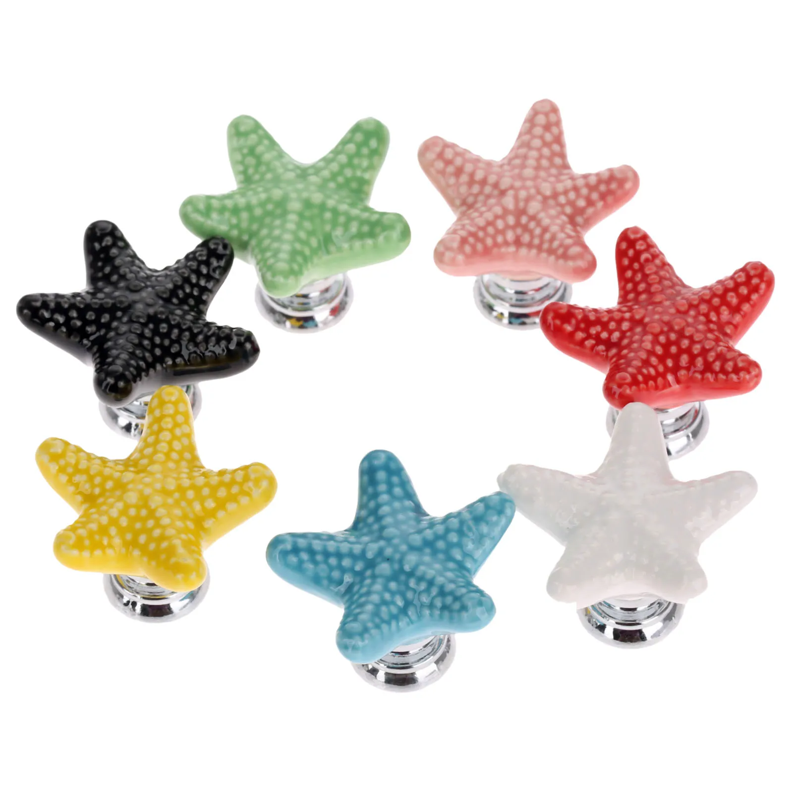 Красочные керамические ручки для комода ящики морской звезды кухонный шкаф