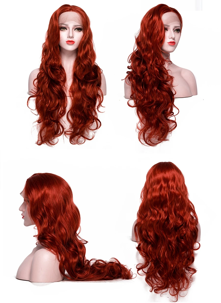 EEWIGS 360# цвет оранжевый красный синтетический парик свободная часть ярко-розовый парик фронта шнурка жаропрочные волокна волос Волнистые парики для черных женщин