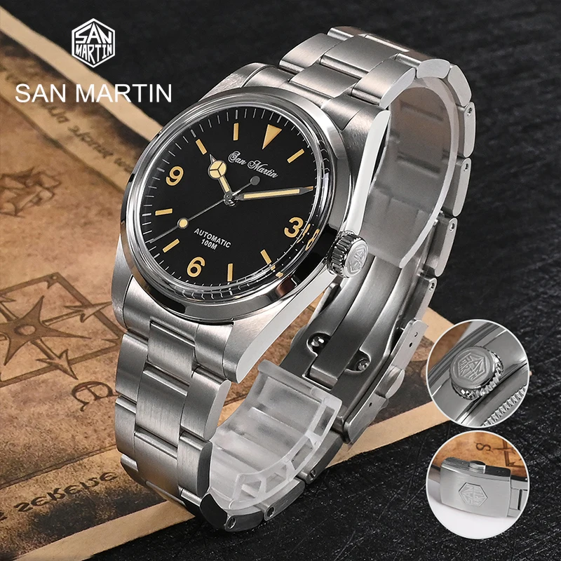 

New San Martin Explorer Series Men Automatic Mechanical Watch Classic Retro Design YN55A Sapphire Diving Watch reloj hombre
