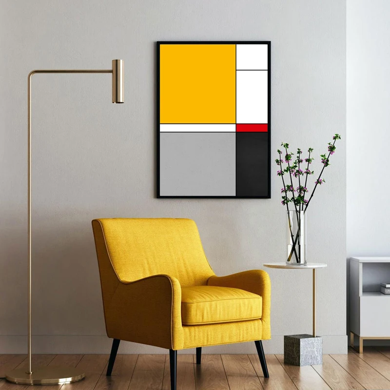 Художественные принты Piet Mondrian плакат на холсте желтая черная абстрактная