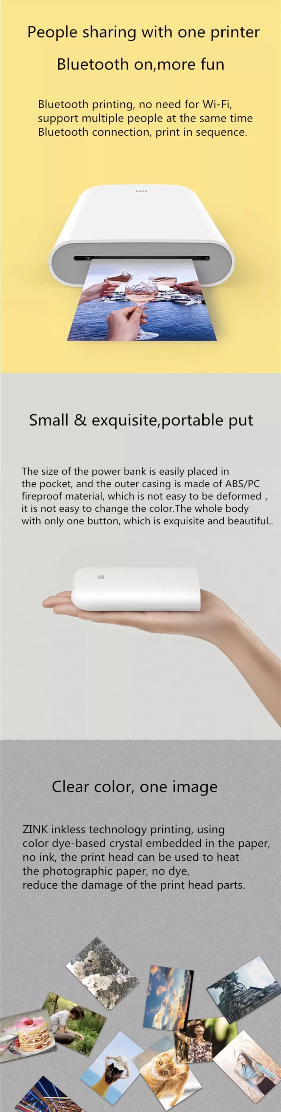 Xiaomi mijia AR принтер 300 точек/дюйм портативный фото мини карманный с DIY поделиться 500 мАч принтер картинок Карманный принтер работа с mijia