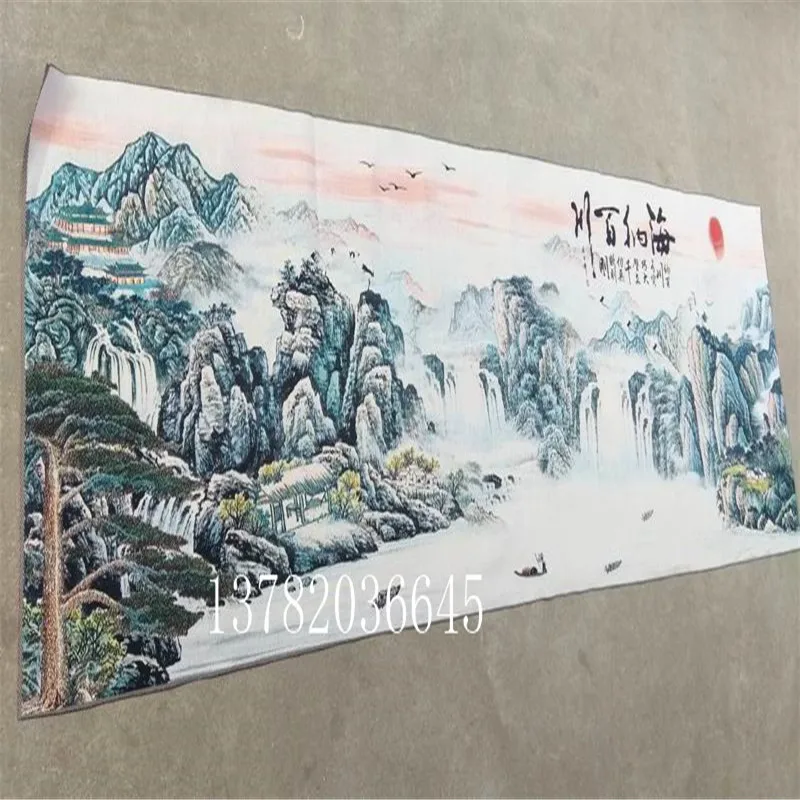 Китайский шелк ручной работы висячая Картина Пейзаж картина Хай на Бай Чуань |