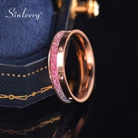 sinleery colorful rainbow stainless steel ring rose gold color pink blue zircon wedding rings for women jewelry jz651 ssc