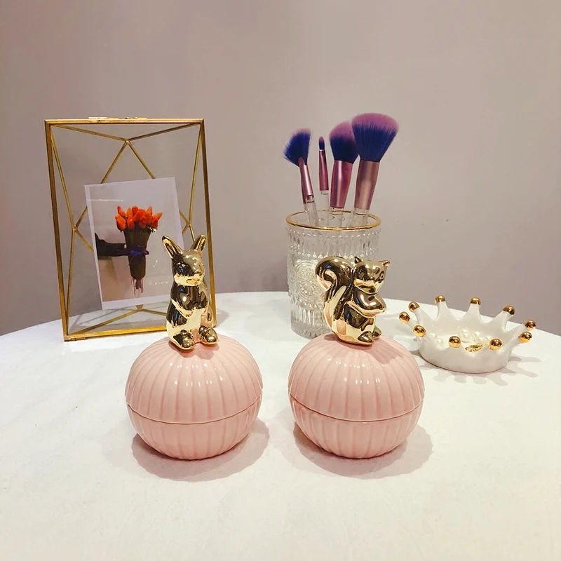 Новая модная розовая керамическая шкатулка для ювелирных изделий с сердечками