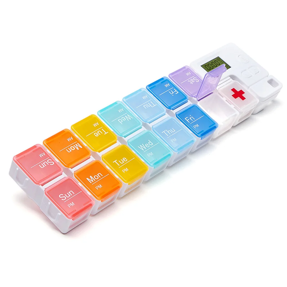 

14 Grids Intelligent Electronic Timer Medicine Dispenser Elders Pill Box Organizer Weekly Sort Smart Reminder Travel Portable