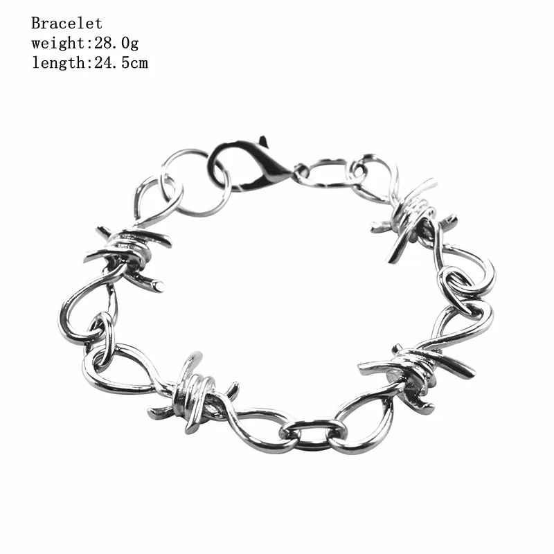 bracelet 1 шт. панк готический колючей проволоки Brambles колье, ожерелье, браслет металлический Рок Хип-поп для женщин мужчин Unix мужчин ювелирные изделия аксессуары - Окраска металла: bracelet