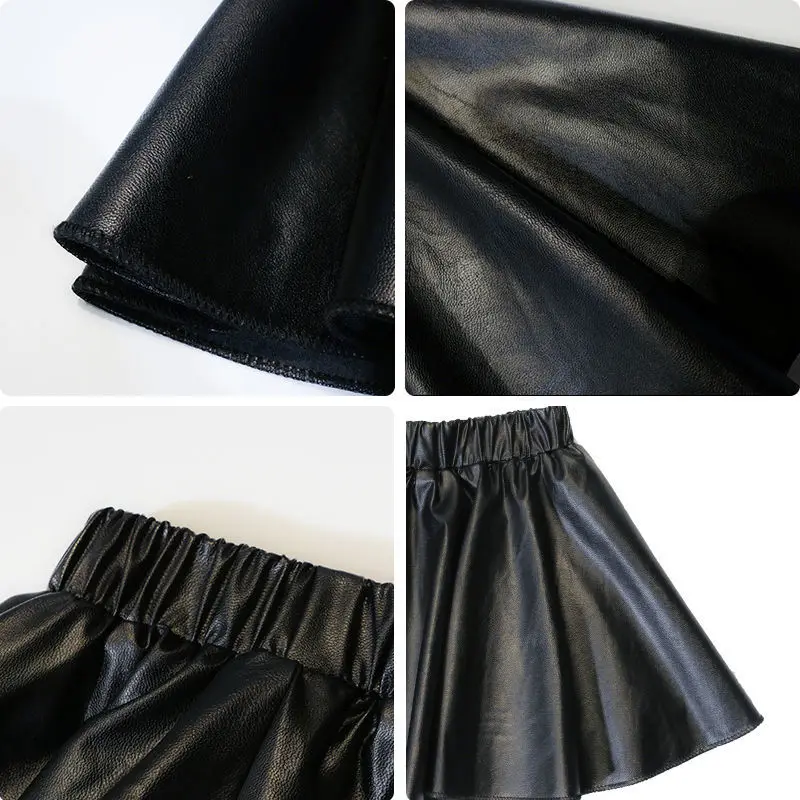 Детская одежда осень 2019 для девочек полуоблегающая юбка детская кожаная