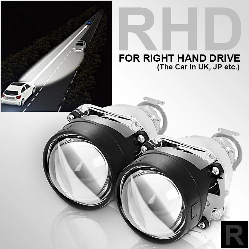 Мини 2,5 дюймов HID Bi xenon проектор фары линзы Автомобильные фары линзы комплект для модернизации H1 Max кожухи H4 H7 стайлинга автомобилей - Цвет: RHD without Housing