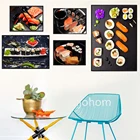 Вкусная японская кухня, рулон лосося, суши на каменной тарелке, настенная живопись, рисунок и плакаты для столовой, для кухни, домашний декор