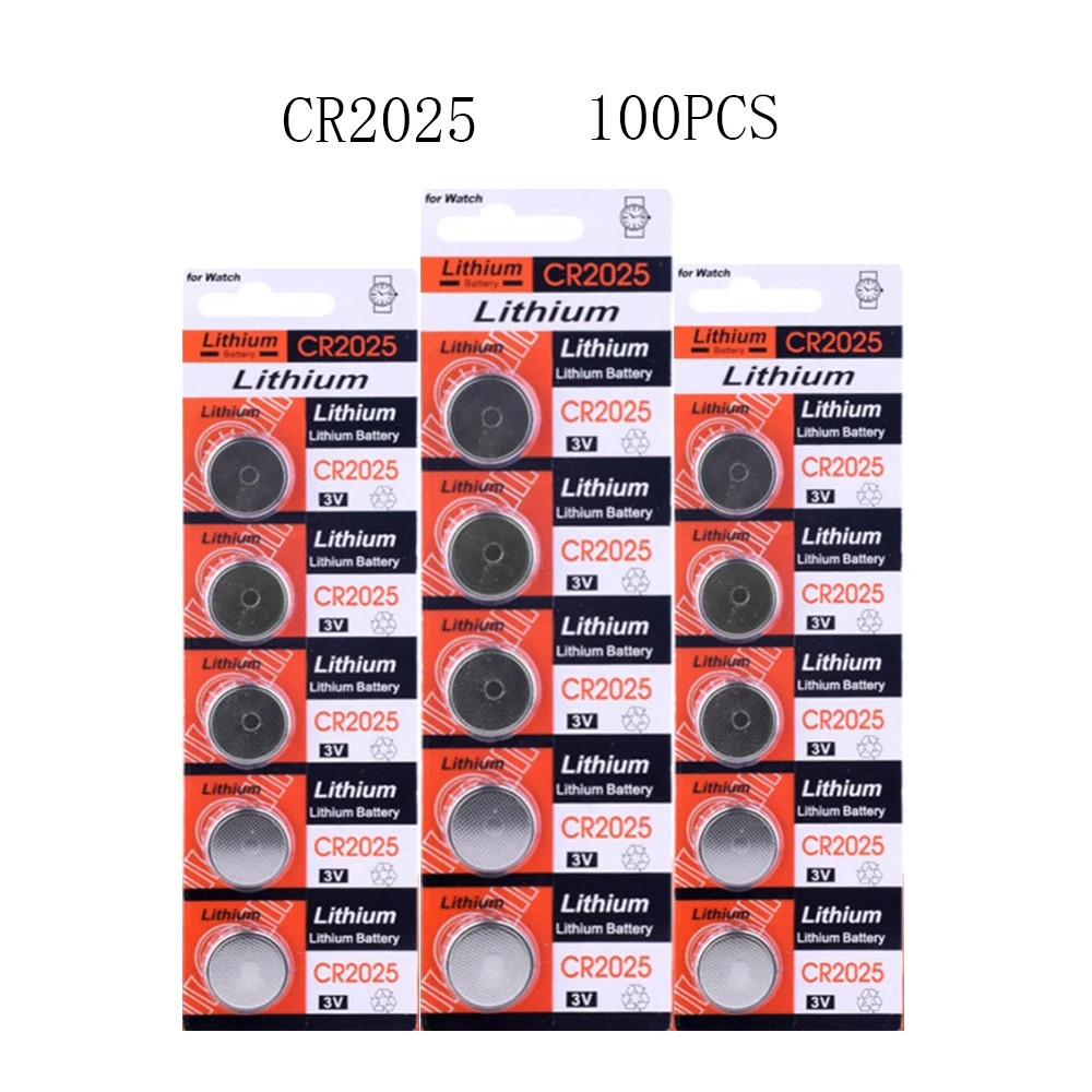 

100pcs 150mAh CR2025 Lithium 3V Button Battery BR2025 KCR2025 DL2025 2025 L12 EE6226 Coin Cell Batteries For Watch Toy Control