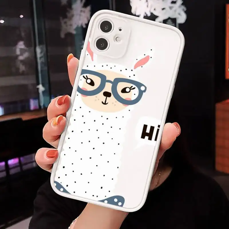 

cute lamas Alpaca animals Phone Cases Matte Transparent for iPhone 7 8 11 12 s mini pro X XS XR MAX Plus cover funda