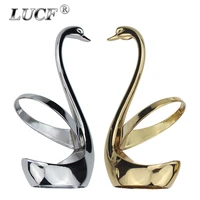 Fashion Swan Style Zinc Alloy Cutlery Holder Metal Base for Dinnerware Delicate Decoration Gadget Tableware for Kitchen Cabinet