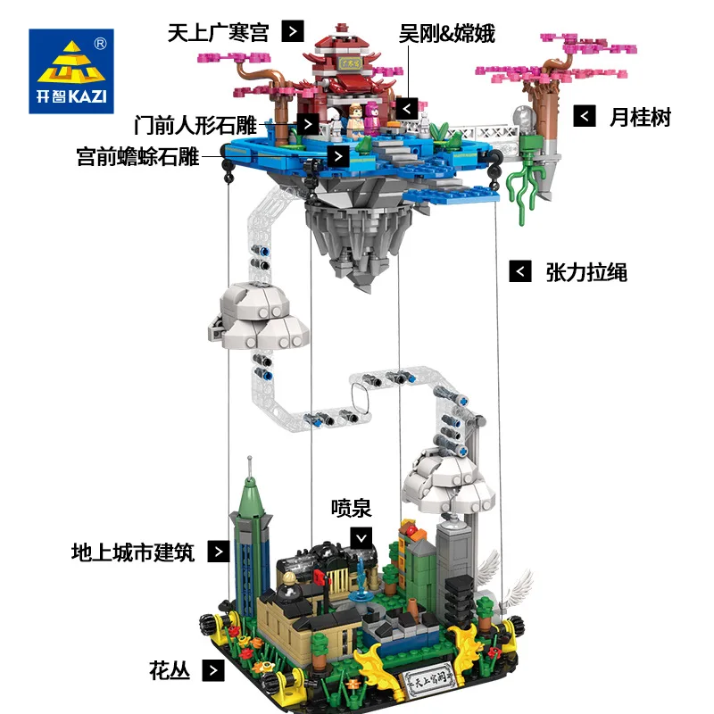 

KY2011 Tianshang Palace Guanghan Palace balance building blocks children's educational assembly toys Mid-Autumn Festival gifts