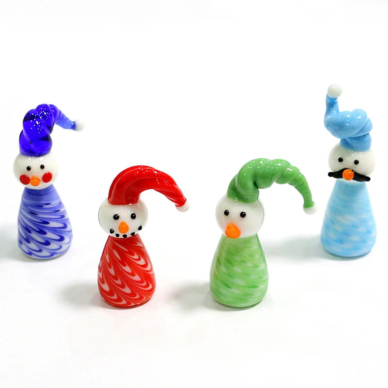 

Gnome Handmade Glass Snowman Figurines Four Different Styles Lovely Mini Christmas Art Ornament Home Table Top Decor Accessories