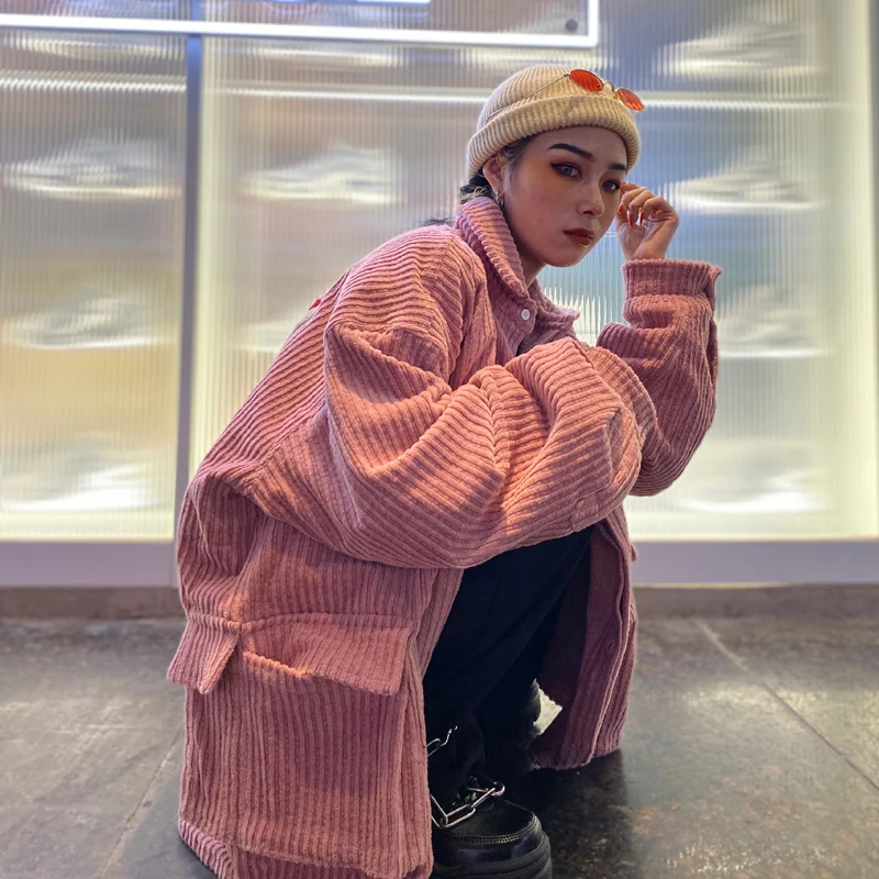 

Новинка 2021, демисезонное Женское пальто, однотонная однобортная свободная Вельветовая универсальная блузка в Корейском стиле Харадзюку бе...