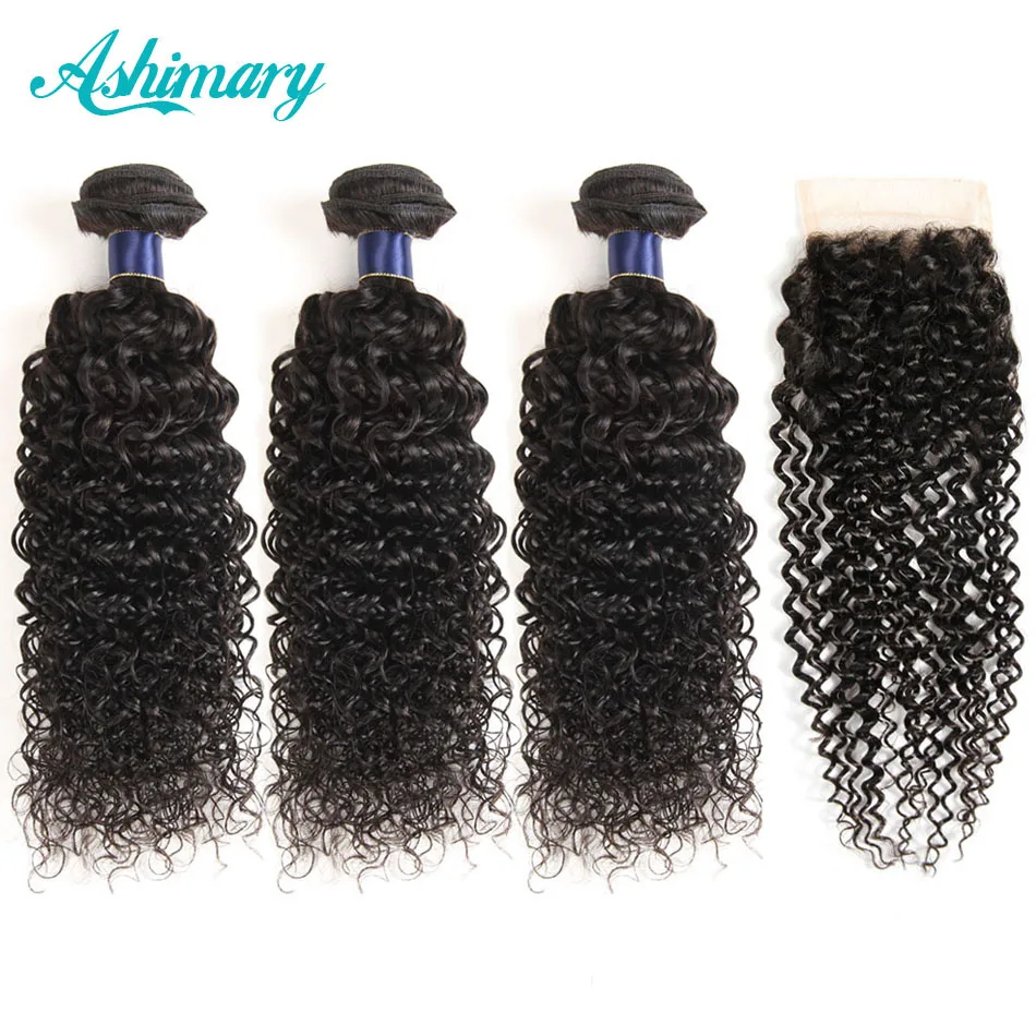 Ashimary малазийские афро кудрявые вьющиеся волосы 3 пряди с застежкой Remy