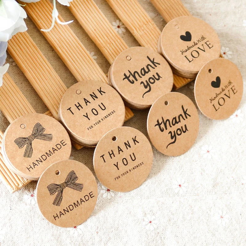 

500pcs Kraft Paper Tags Thank You Love Lables For Craft Wedding Favors Gift Decoration Handmade Sewing Garment Price Hanging Tag