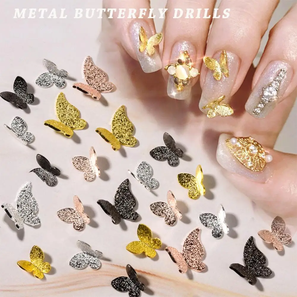 

5 Pcs/set Manicure Decoration Frosted Metal Three-dimensional Butterfly-shape Diy Nail Art Jewelry