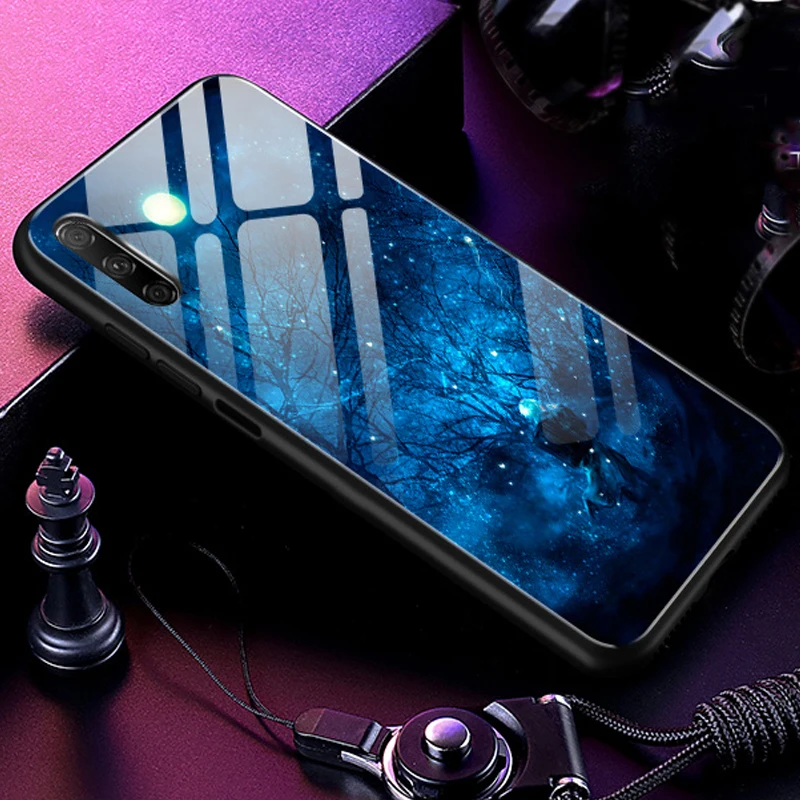 Закаленное Стекло чехол для Huawei Honor 9 X 9x Мягкая силиконовая накладка на заднюю панель для Huawei Honor 9X9 x звездным узором защитный чехол для телефона