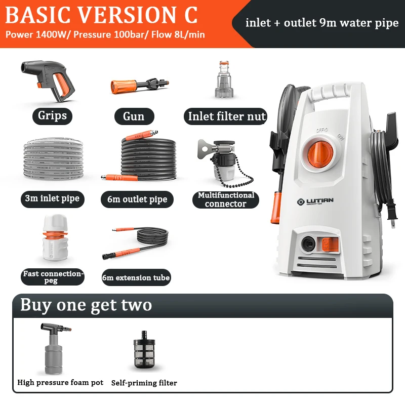 Pаспродажа Портативная 1400 Вт Автомобильная прокладка для стиральной машины очиститель воды грунтовка/подключение водопроводной воды Электрическая о...