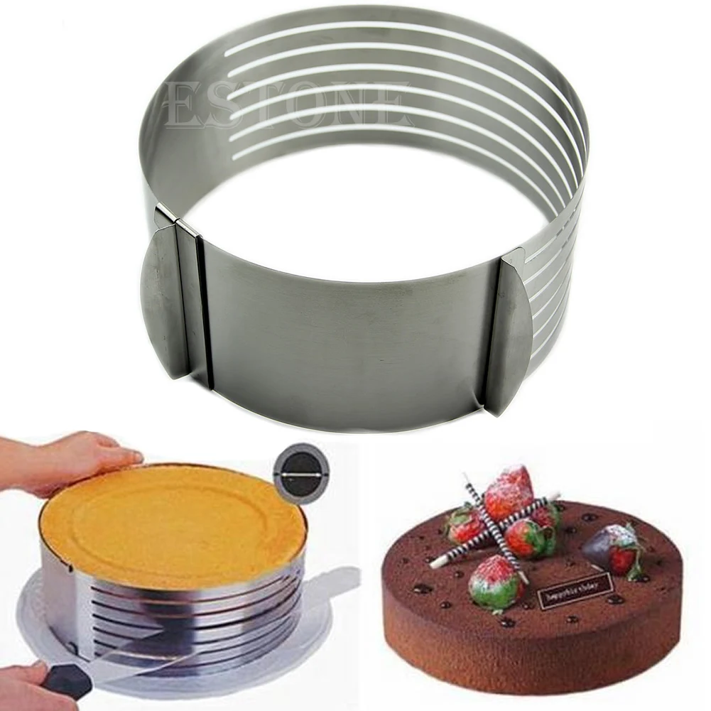 

Adjustable Round Stainless Steel DIY Mousse Cake Ring Mold Layer Slicer Cutter