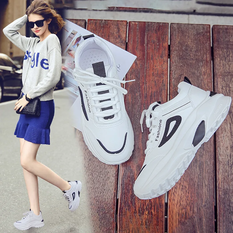 Женская обувь Лидер продаж Сезон зима массивные кроссовки модная с подошвой из