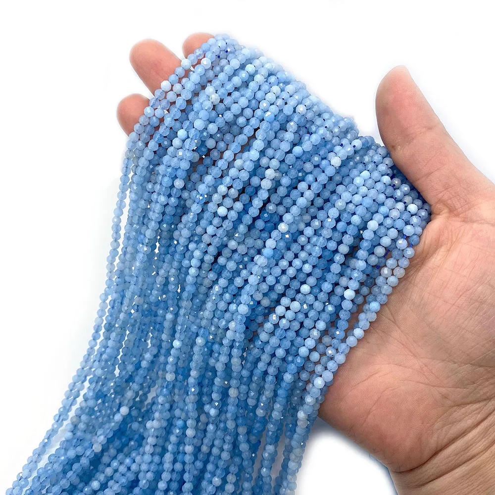 Бусины из натурального камня с аквамарином 2/3/4 мм | Украшения и аксессуары