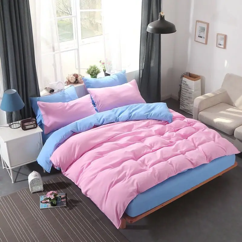 

2020 New Home Textile Bedding set Solid color duvet cover sets quilt covers pillowcases Soft And Warm Textiles gray blue pink