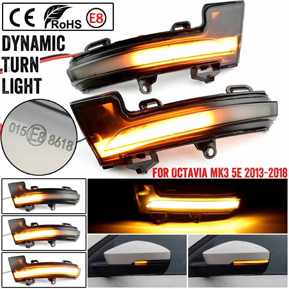 

Dynamic LED Turn Signal Blinker Mirror flasher Light For Skoda Octavia Mk3 A7 5E 2014 2015 2016 2017 2018 2019
